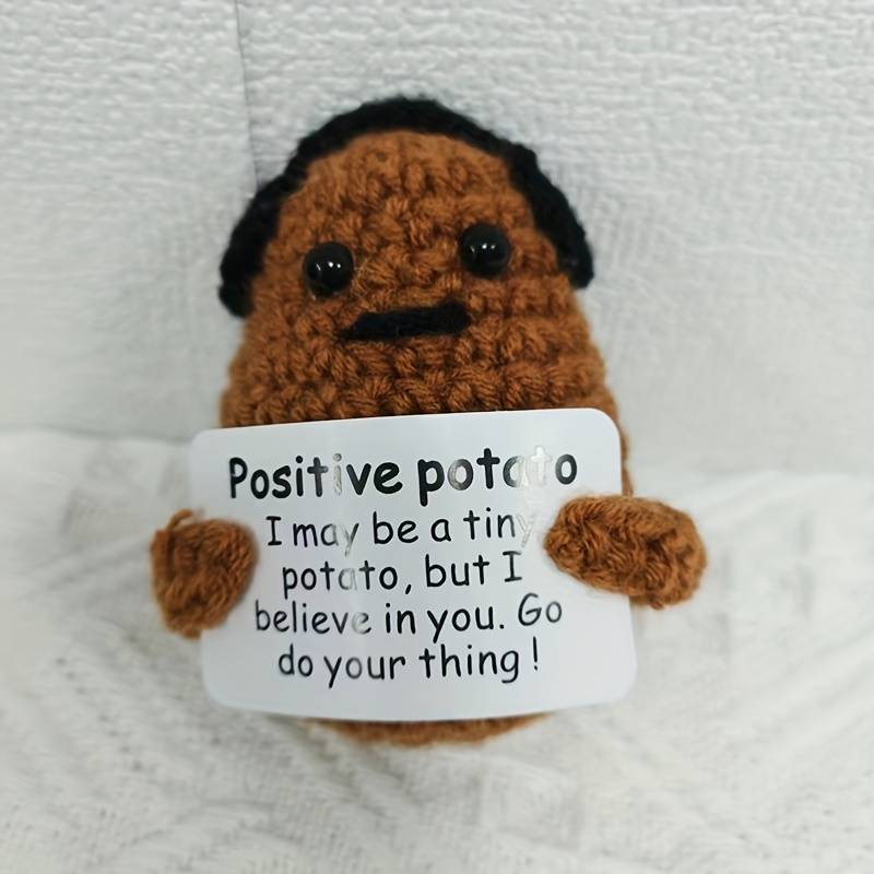 Mini Funny Positive Potato Knitted Potato Toy With Positive - Temu